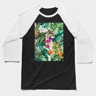 Elegant Tropical floral leaves and foliage botanical illustration, botanical pattern, tropical plants, beige  leaves pattern over a T-Shirt Baseball T-Shirt